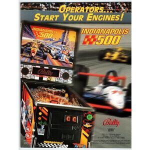 1965 Bally Indianapolis 500 Pinball Machine Sales Flyer Vintage Racing